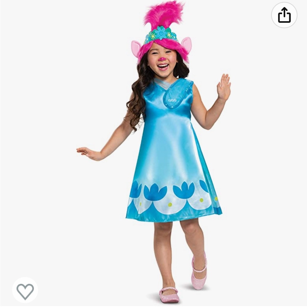 Trolls World Tour Princess Queen Poppy Costume 3T-4T